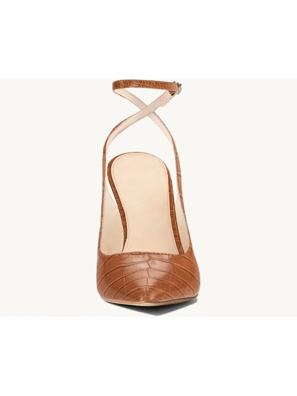 Women's Caramel Strap Heels Pointed Toe Pump Shoes Slingback Wedding Dress Shoes - Picture 3 of 6
